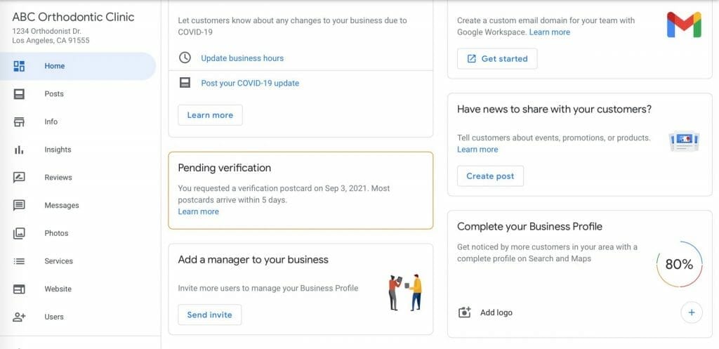 the home page of your google my business for orthodontists listing