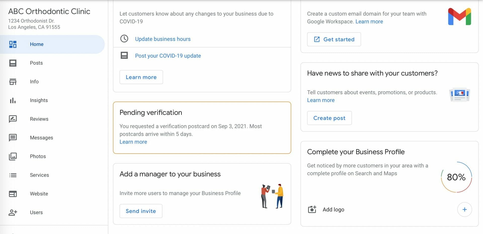 the home page of your google my business for orthodontists listing