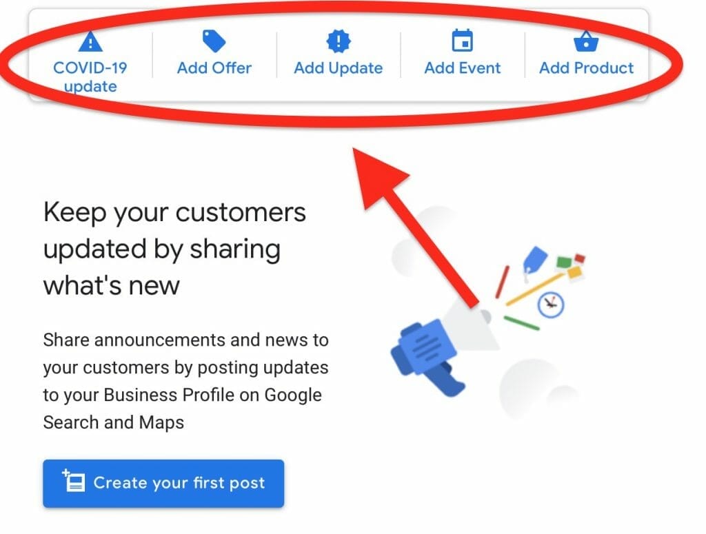 gmb will give you usggestions for the different types of post you can post on your listing