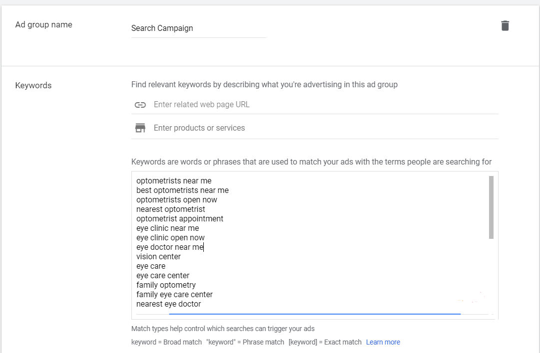 google adwords for optometrists