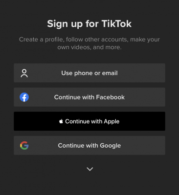 choose how you want to create your tik tok account