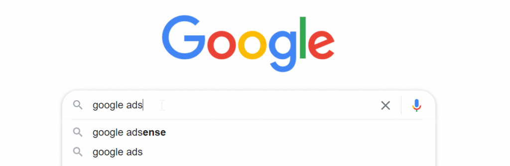 search bar showing  search impressions for Google ads