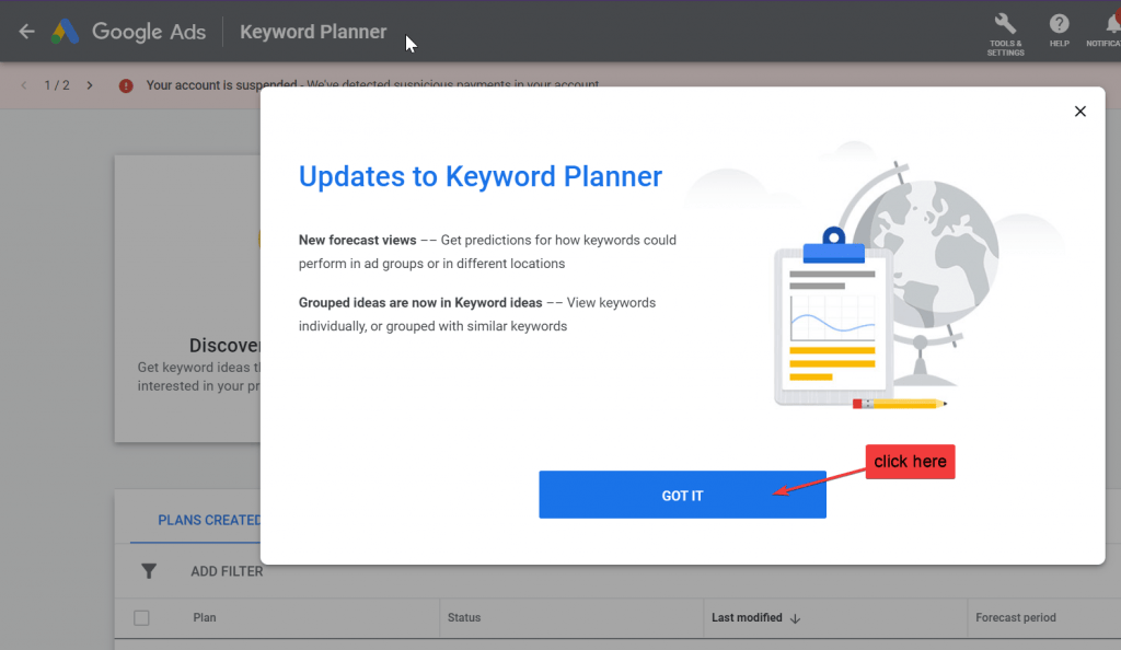 adding keyword planner to google ads