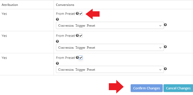 Set conversion presets