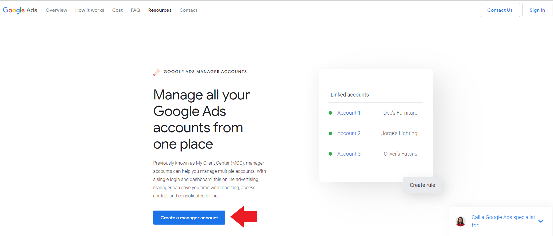 click "create a manager account"