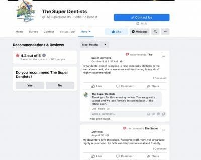 dental practice reviews on facebook
