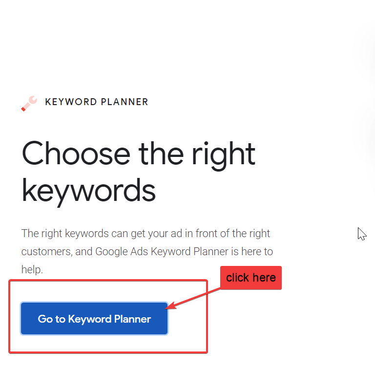 log in to keyword planner