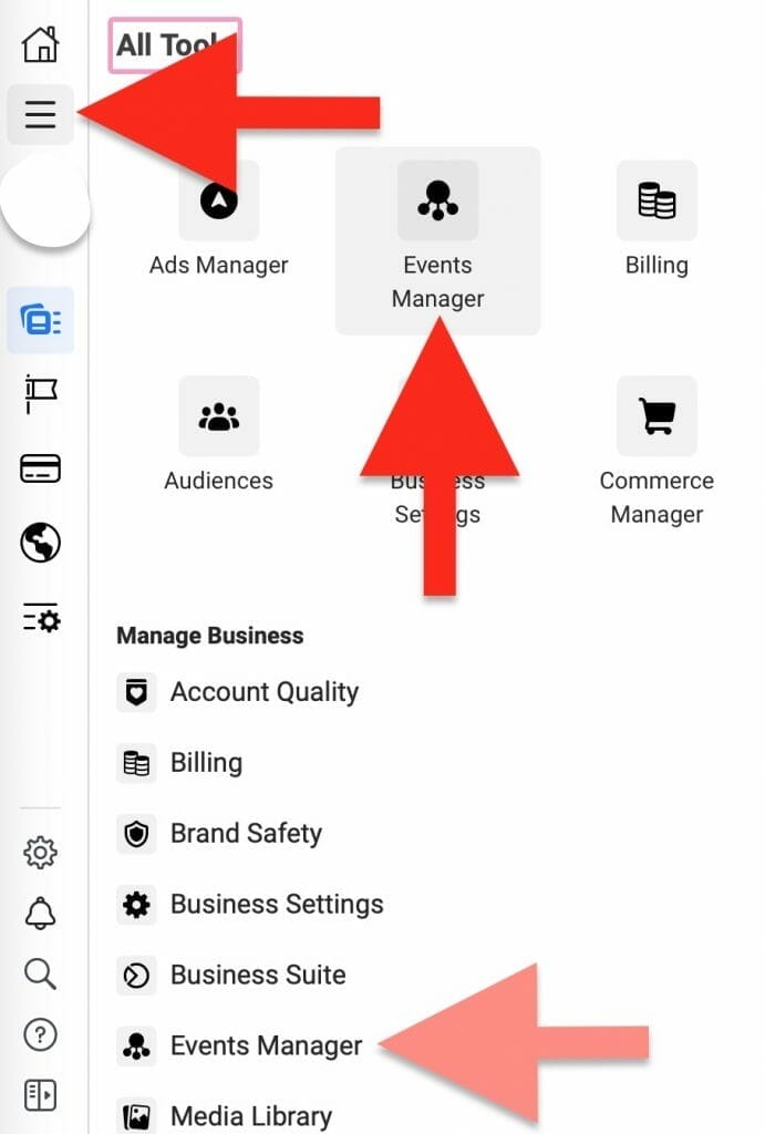 next go to tools and select events manager