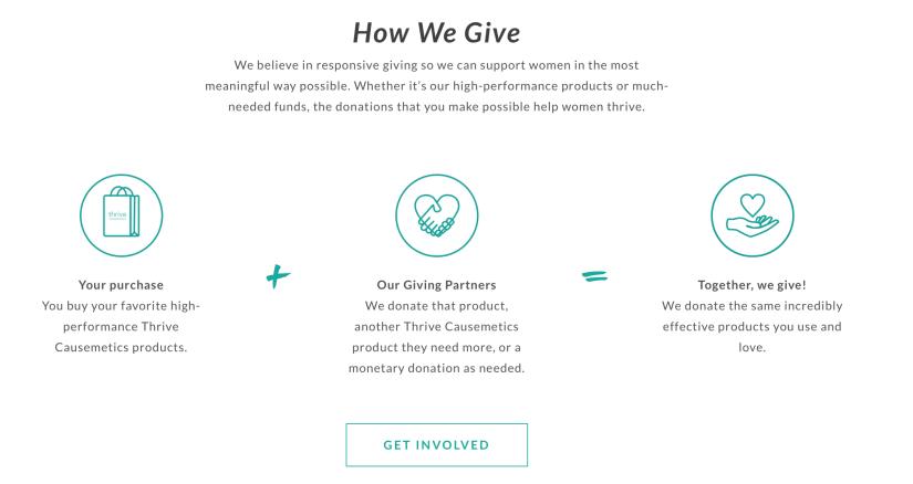 how thrive causemetics gives back