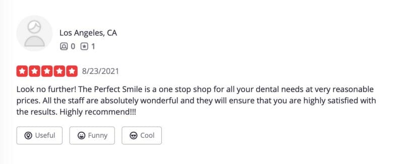 example of dental clinic yelp reviews