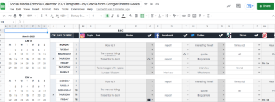 sample calendar planning format in google sheet