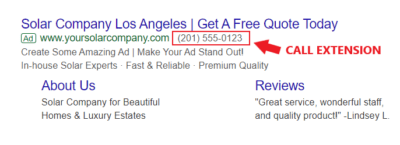 preview of call extension sample