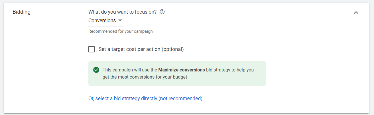 choose conversion for bidding