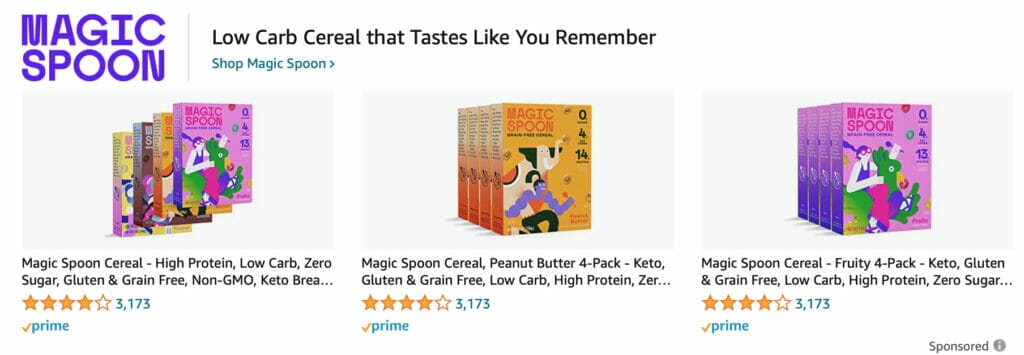 Magic Spoon sponsored amazon listings
