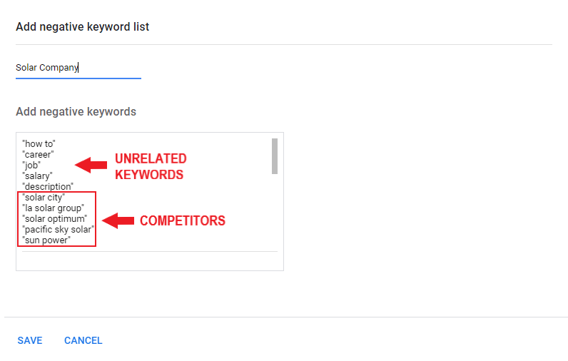 list all unrelated keywords