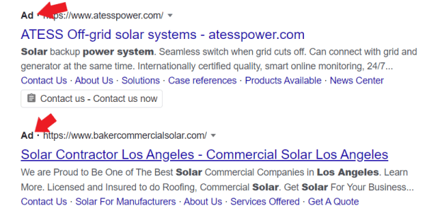 google ads for solar companies sample