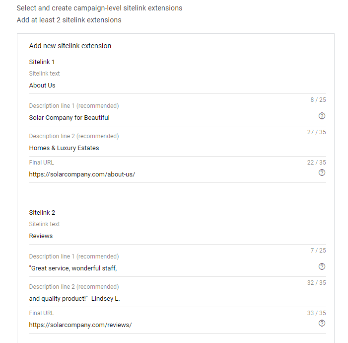 additional links within your website