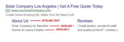 preview of sitelink example