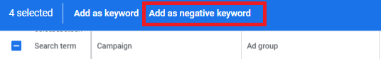 click "add as negative keyword"