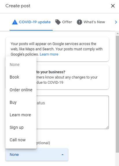 Create a post about changes in you business due to covid-19