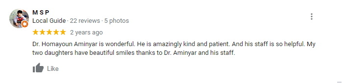 A sample of a review on Google My Business