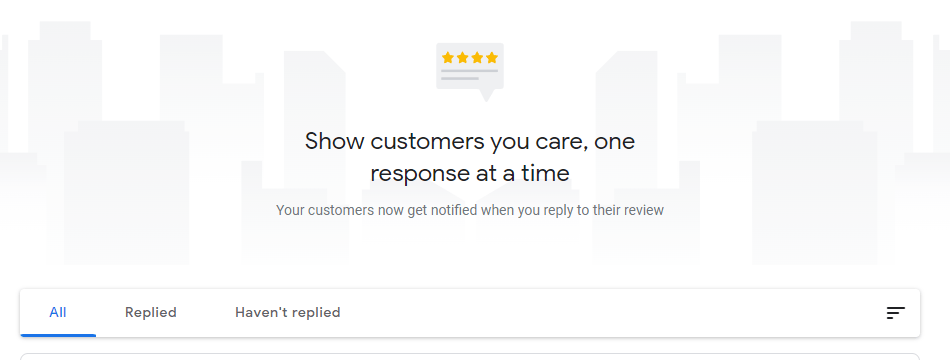 Overview of customer reviews on GMB dashboard