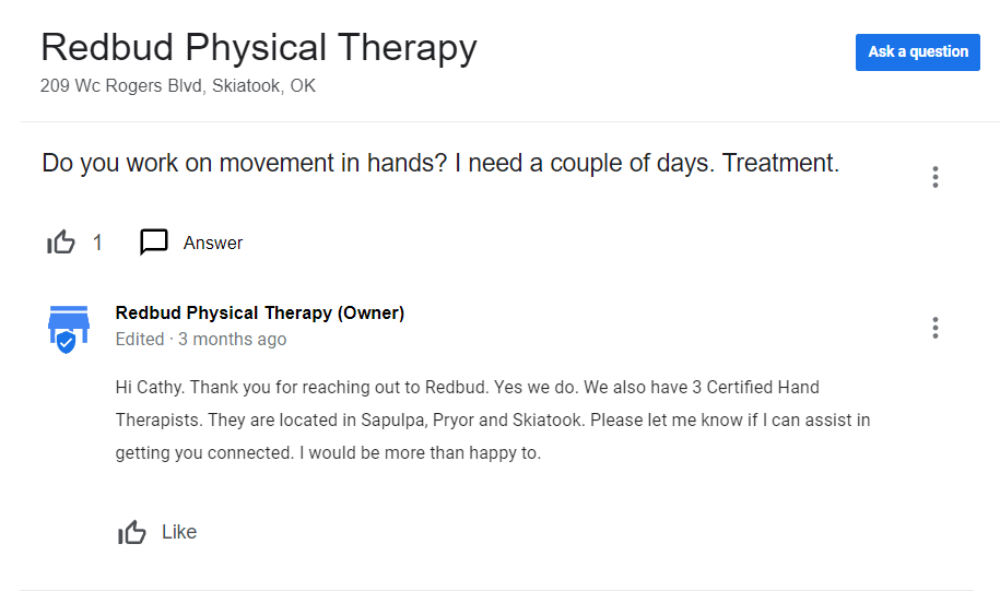 Q&A section in Google My Business