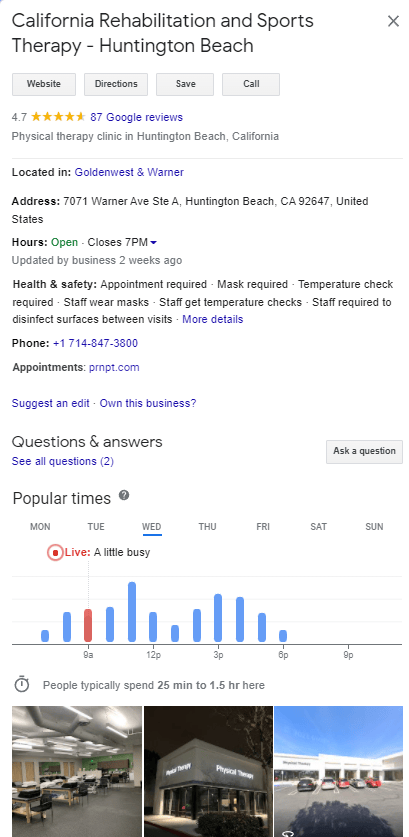 Business Profile of a Physical Therapy Clinic