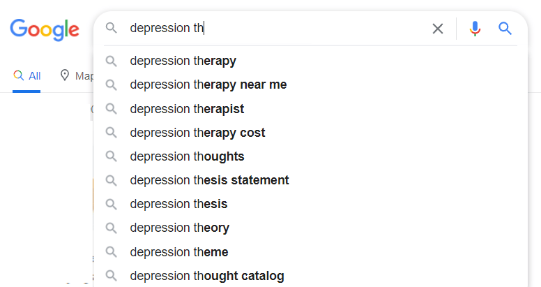 List of common search queries on Google via Google Suggestions