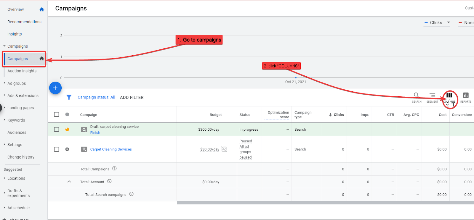 setting up Search Impression Share on your dashboard