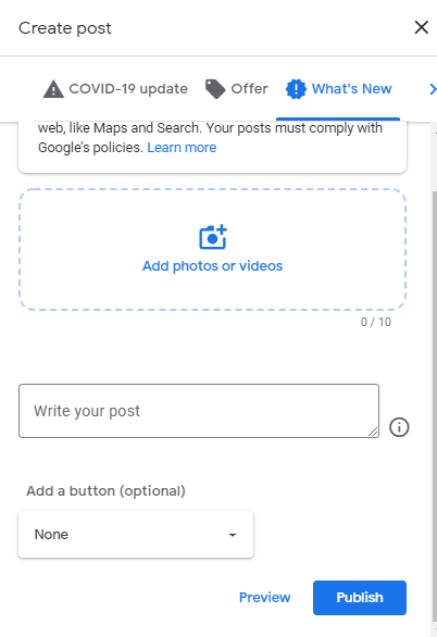 Creating a post about something new in your business