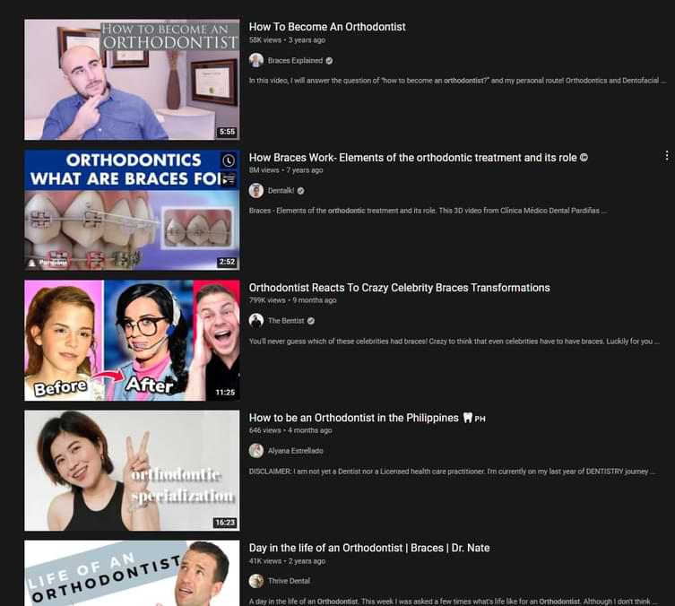 Orthodontists on Youtube