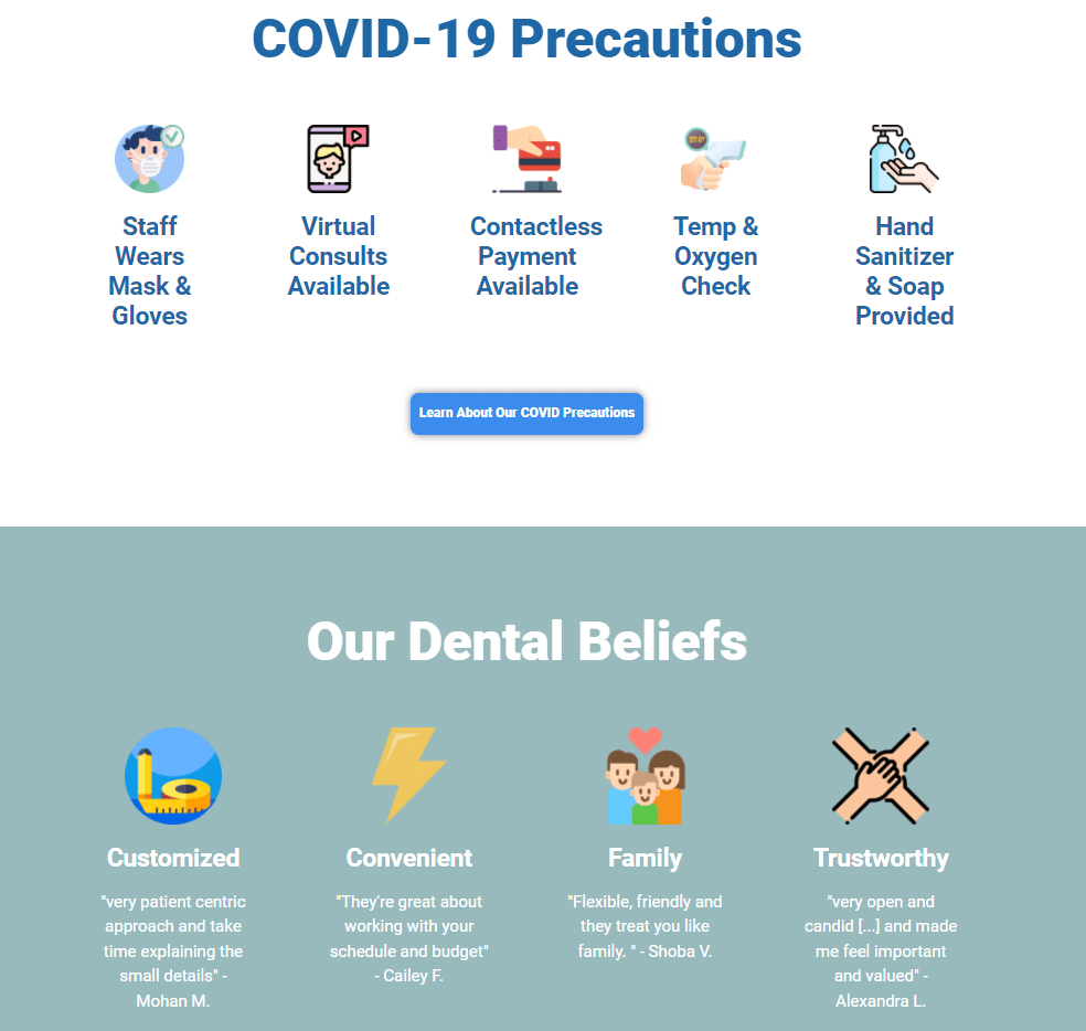 Covid-19 precautions and dental beliefs of a clinic