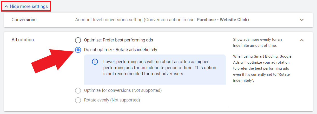 turn off ad rotation