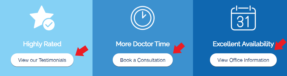 CTA buttons on a dental website