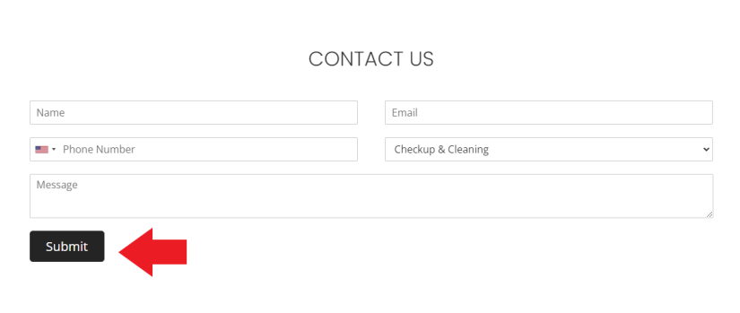 "Contact Us" form for dental clinics
