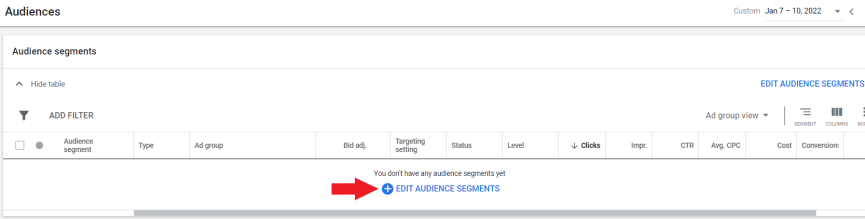 click edit audience segments