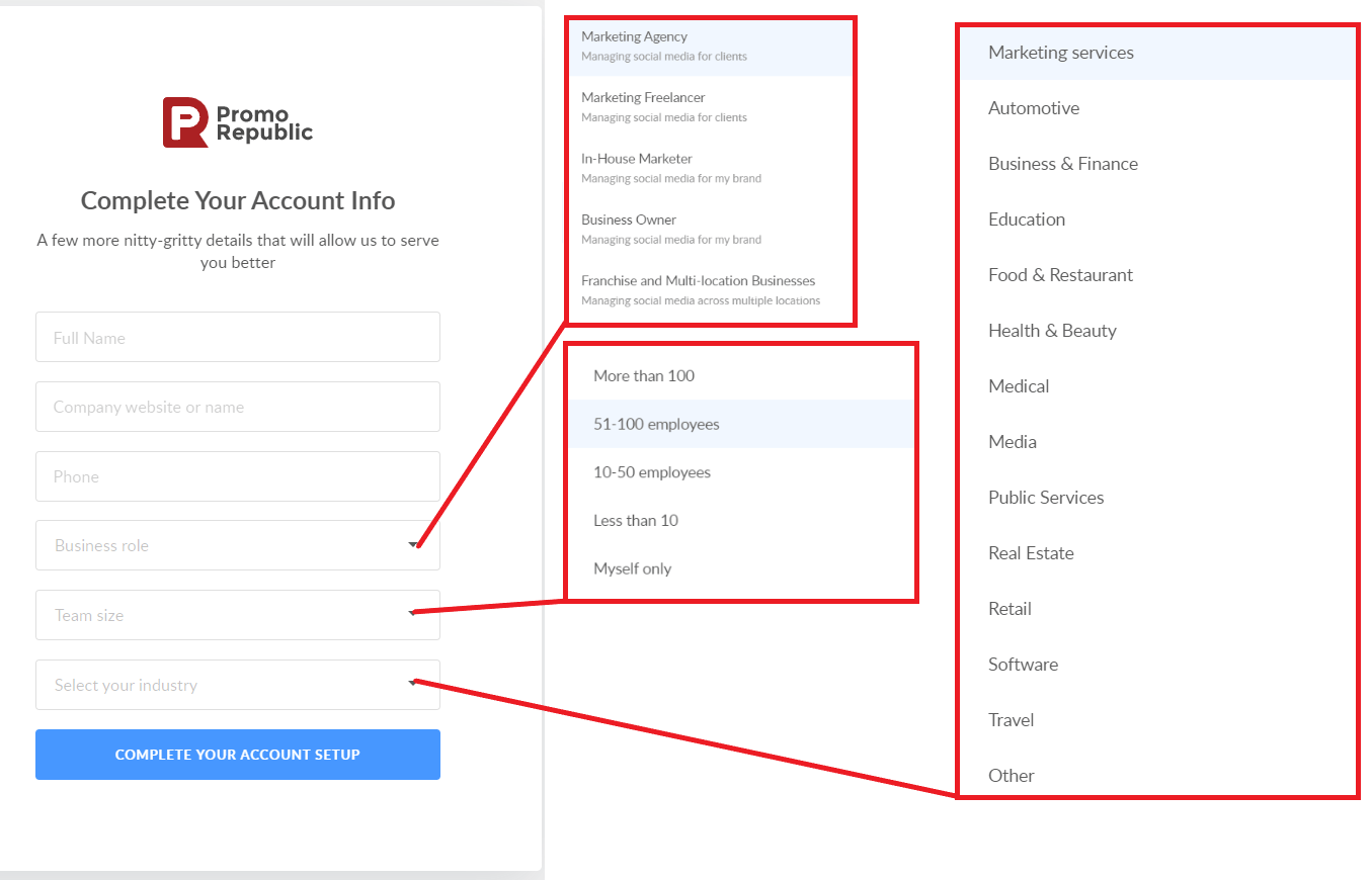 complete your account info