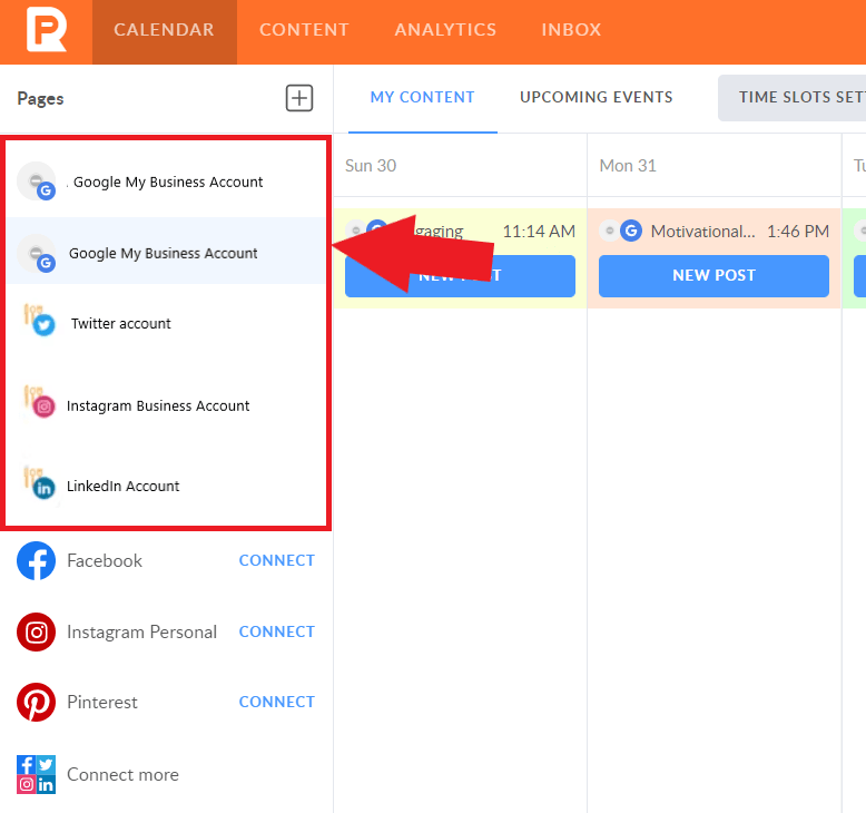 connected social media channels