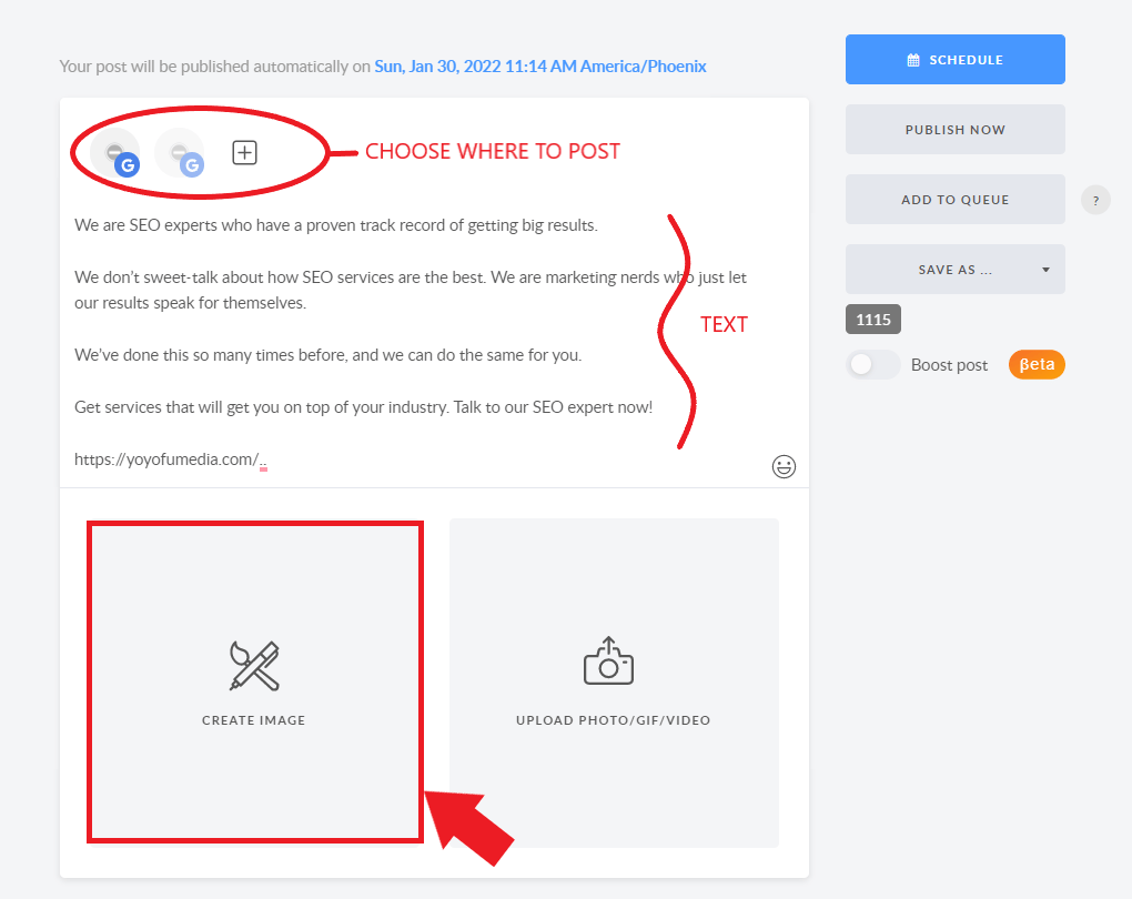 create new post page