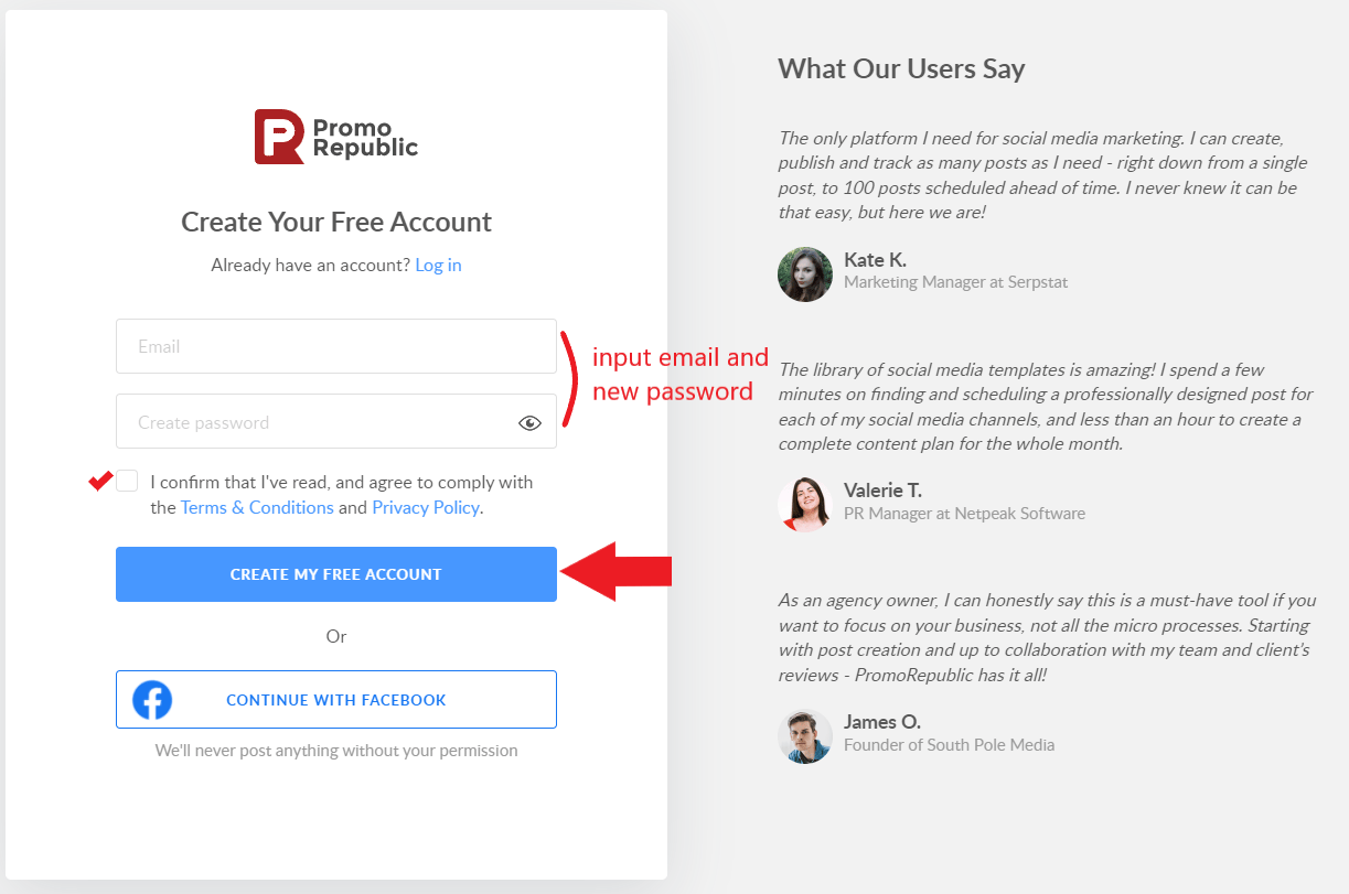 create promorepublic account
