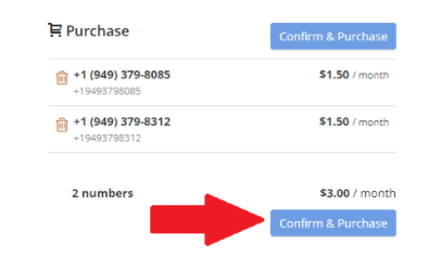 click confirm and purchase number