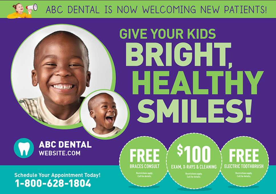 Sample of a direct mail strategy for dental clinics that encourages readers to schedule an appointment