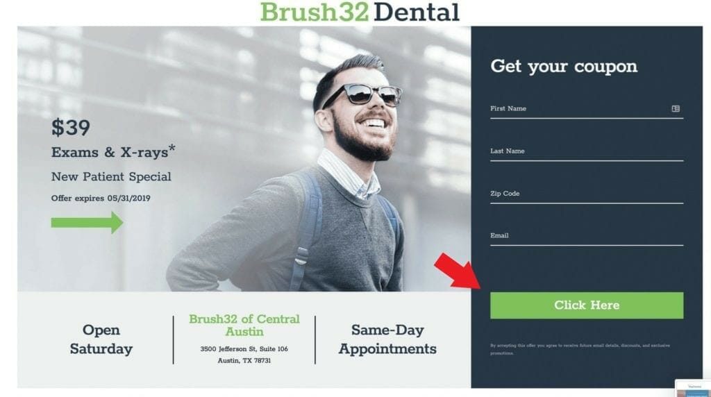 Dental company offering coupons to new patients