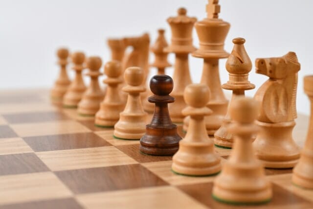 Chess piece standing out among its competitors