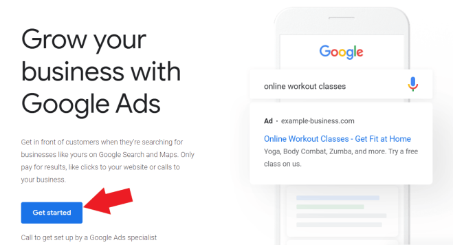 get started page google ads