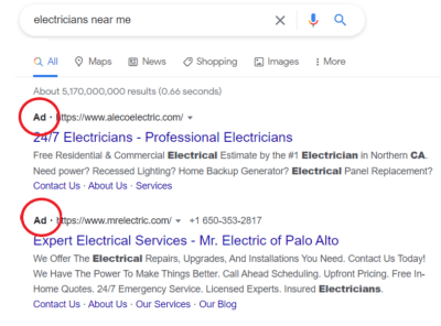 google ads for electricians