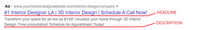 interior designer ad headline and description