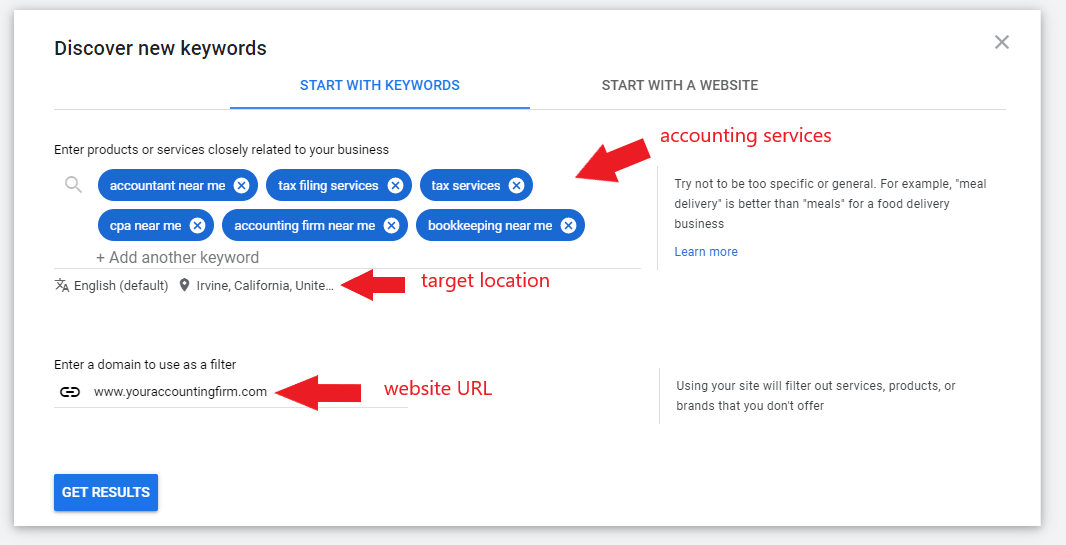 keyword planner information