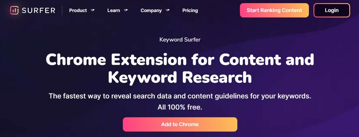 A tool that is helpful in doing competitive keyword analysis for your dental clinic (Keyword Surfer)